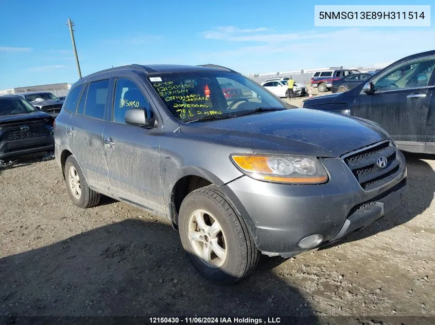 2009 Hyundai Santa Fe VIN: 5NMSG13E89H311514 Lot: 12150430