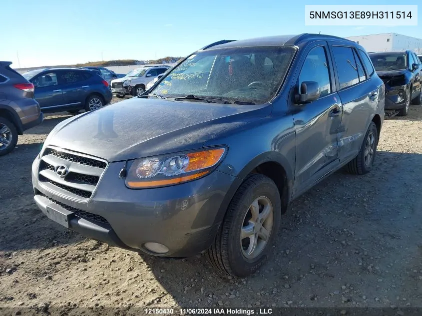 2009 Hyundai Santa Fe VIN: 5NMSG13E89H311514 Lot: 12150430