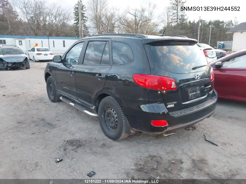 2009 Hyundai Santa Fe VIN: 5NMSG13E39H244552 Lot: 12151222