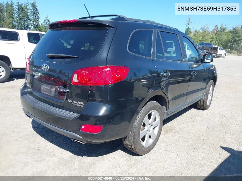 2009 Hyundai Santa Fe Limited VIN: 5NMSH73E59H317853 Lot: 40214848