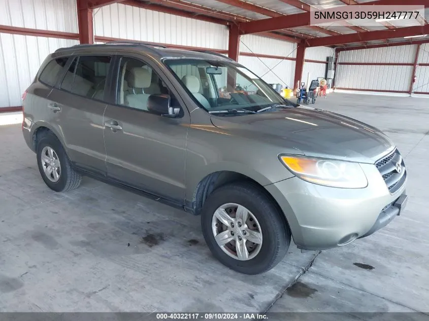 2009 Hyundai Santa Fe Gls VIN: 5NMSG13D59H247777 Lot: 40322117