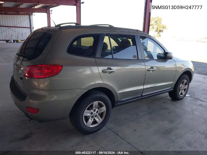 5NMSG13D59H247777 2009 Hyundai Santa Fe Gls