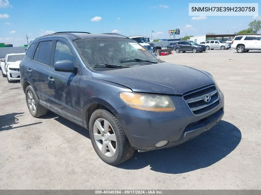 2009 Hyundai Santa Fe Limited VIN: 5NMSH73E39H230758 Lot: 40349394