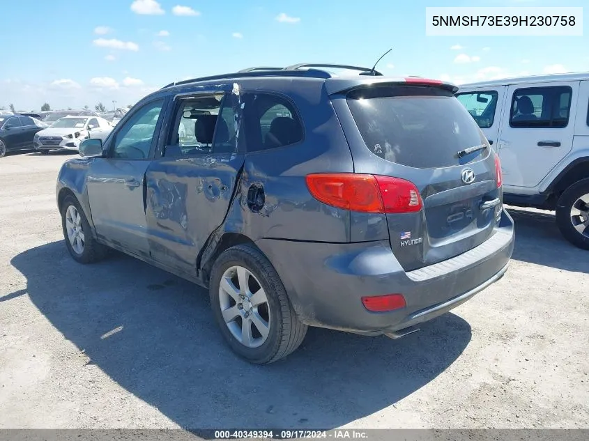 5NMSH73E39H230758 2009 Hyundai Santa Fe Limited