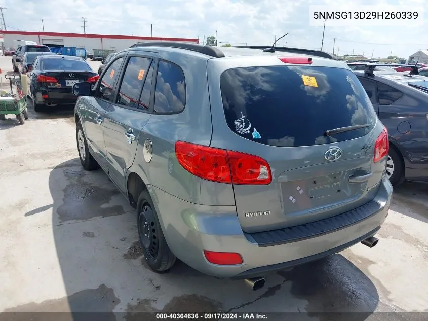 5NMSG13D29H260339 2009 Hyundai Santa Fe Gls