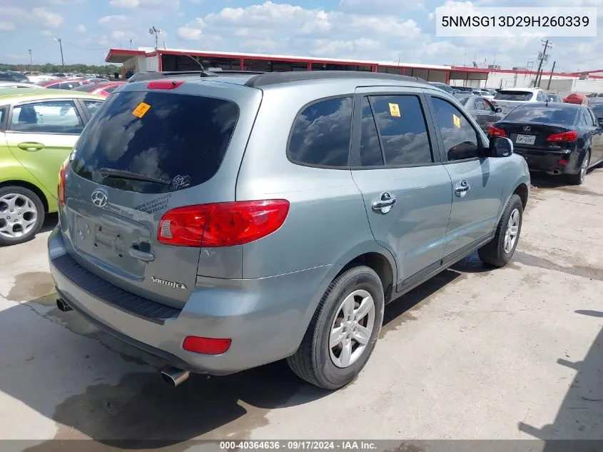 2009 Hyundai Santa Fe Gls VIN: 5NMSG13D29H260339 Lot: 40364636