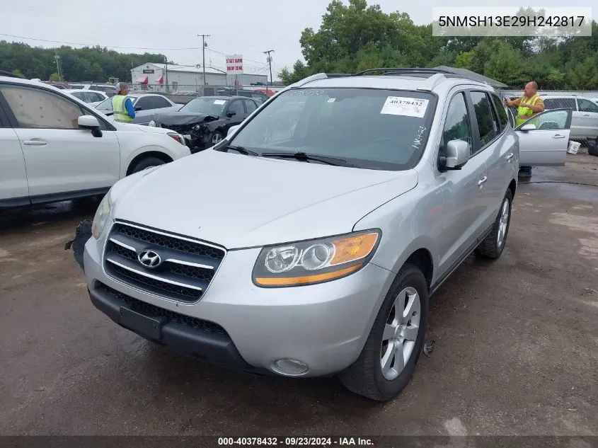 2009 Hyundai Santa Fe Limited VIN: 5NMSH13E29H242817 Lot: 40378432