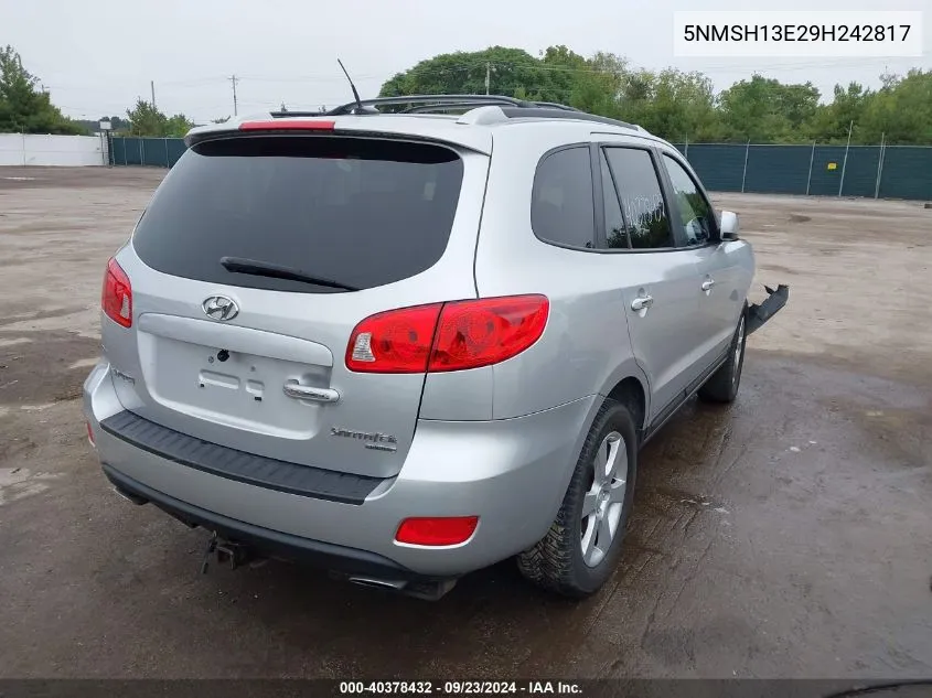 2009 Hyundai Santa Fe Limited VIN: 5NMSH13E29H242817 Lot: 40378432