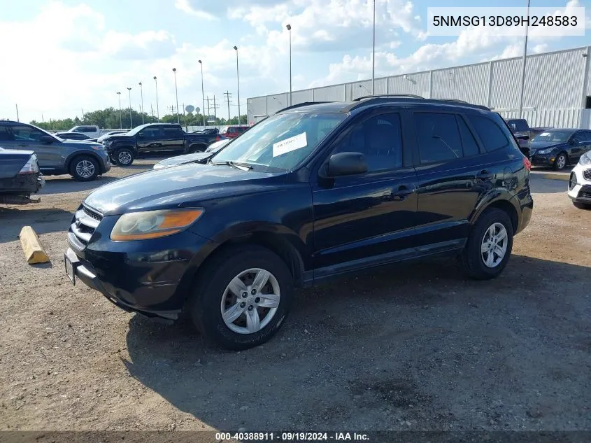 2009 Hyundai Santa Fe Gls VIN: 5NMSG13D89H248583 Lot: 40388911