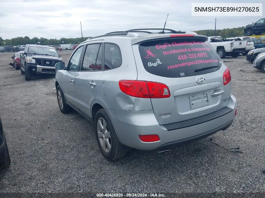 2009 Hyundai Santa Fe Limited VIN: 5NMSH73E89H270625 Lot: 40426920