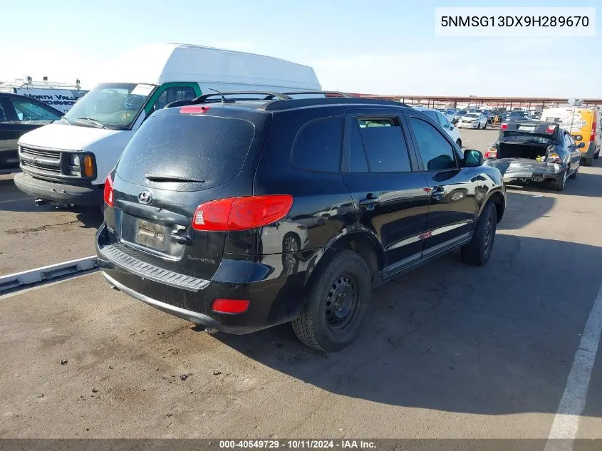 2009 Hyundai Santa Fe Gls VIN: 5NMSG13DX9H289670 Lot: 40549729