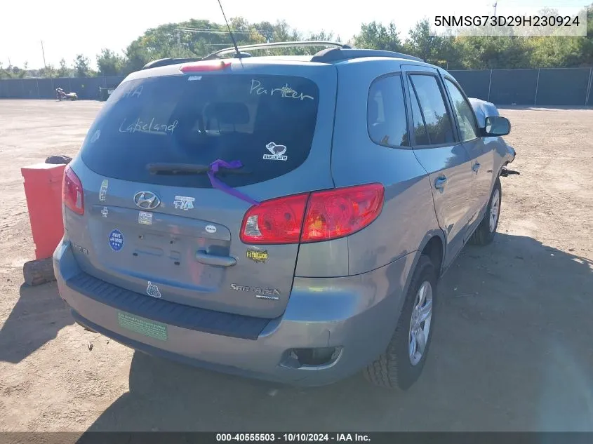 2009 Hyundai Santa Fe Gls VIN: 5NMSG73D29H230924 Lot: 40555503