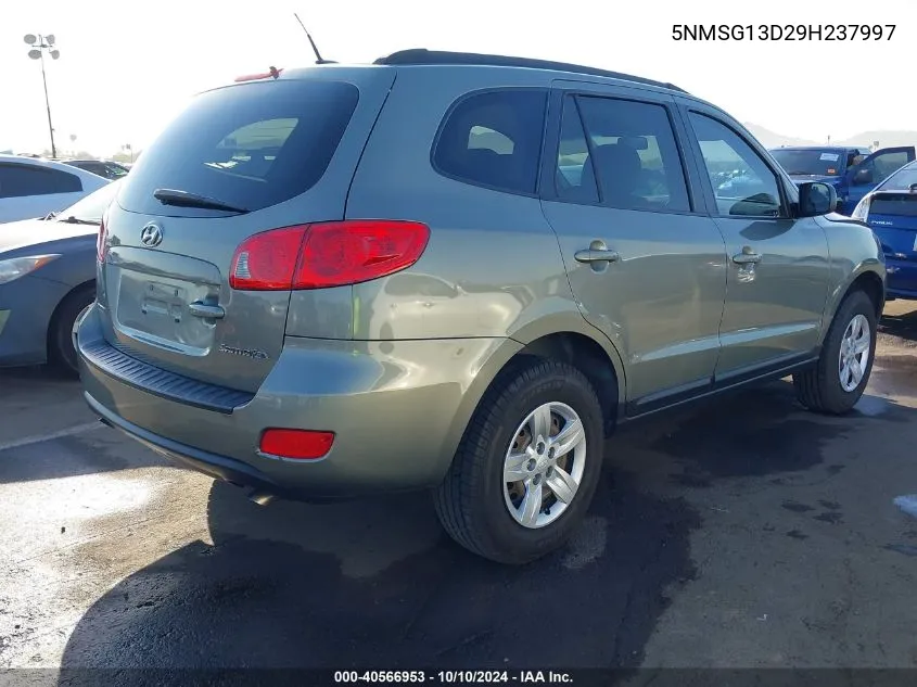 2009 Hyundai Santa Fe Gls VIN: 5NMSG13D29H237997 Lot: 40566953