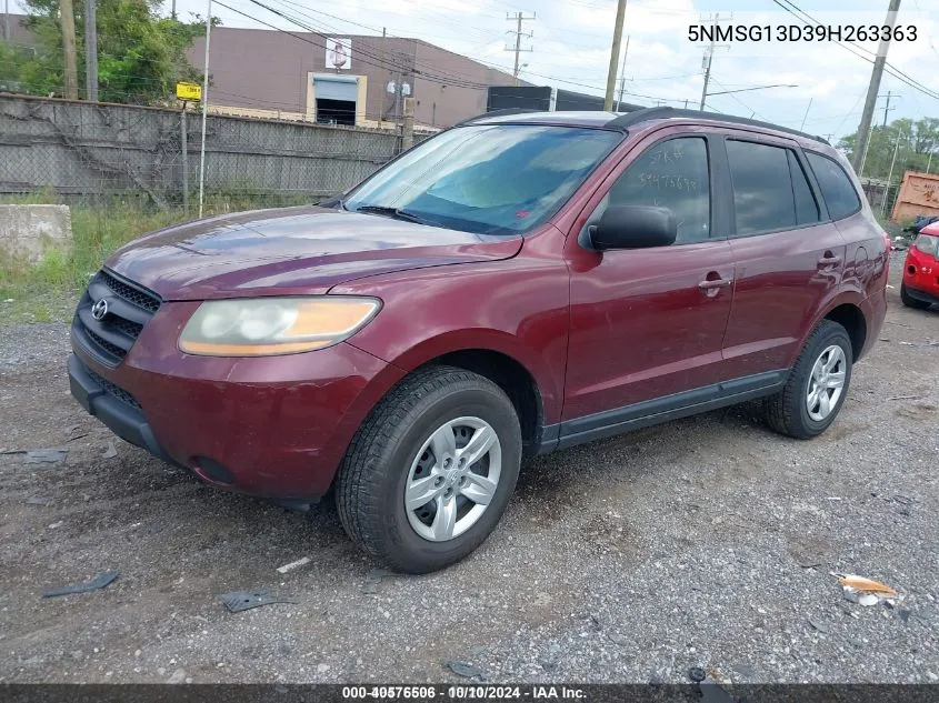 2009 Hyundai Santa Fe Gls VIN: 5NMSG13D39H263363 Lot: 40576506