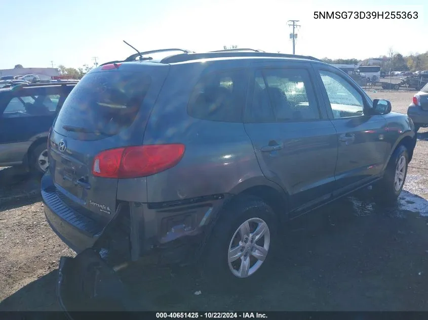 2009 Hyundai Santa Fe Gls VIN: 5NMSG73D39H255363 Lot: 40651425