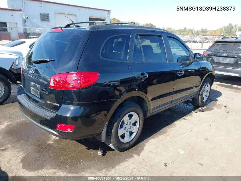 2009 Hyundai Santa Fe Gls VIN: 5NMSG13D39H238379 Lot: 40697951