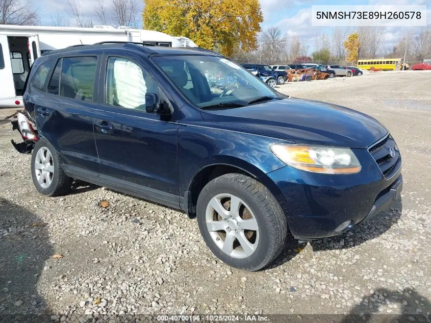 2009 Hyundai Santa Fe Se VIN: 5NMSH73E89H260578 Lot: 40700196