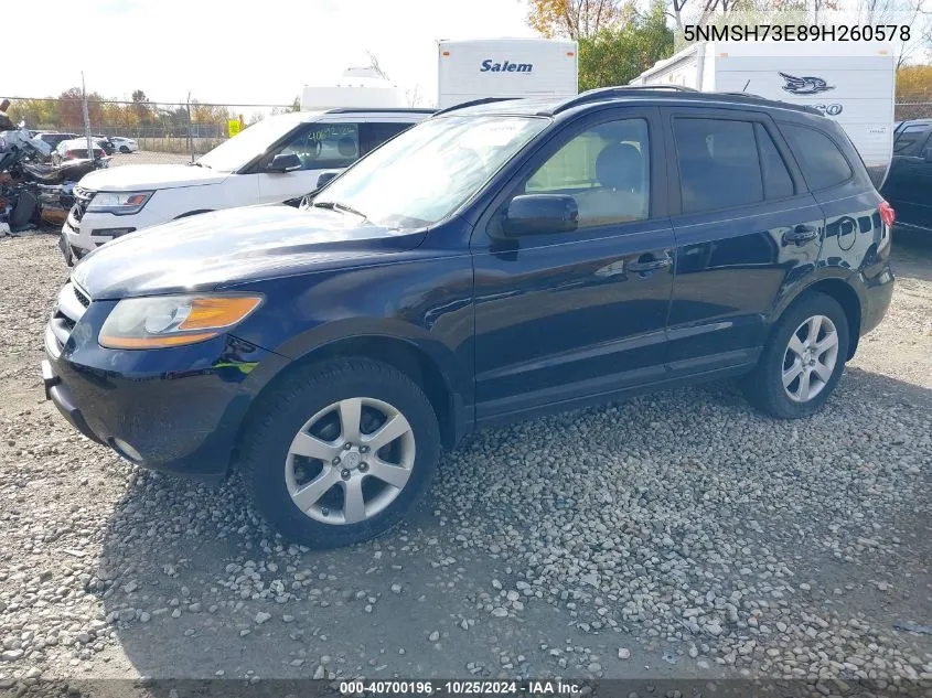 2009 Hyundai Santa Fe Se VIN: 5NMSH73E89H260578 Lot: 40700196