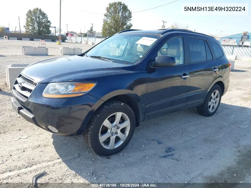 2009 Hyundai Santa Fe Limited VIN: 5NMSH13E49H320224 Lot: 40736180