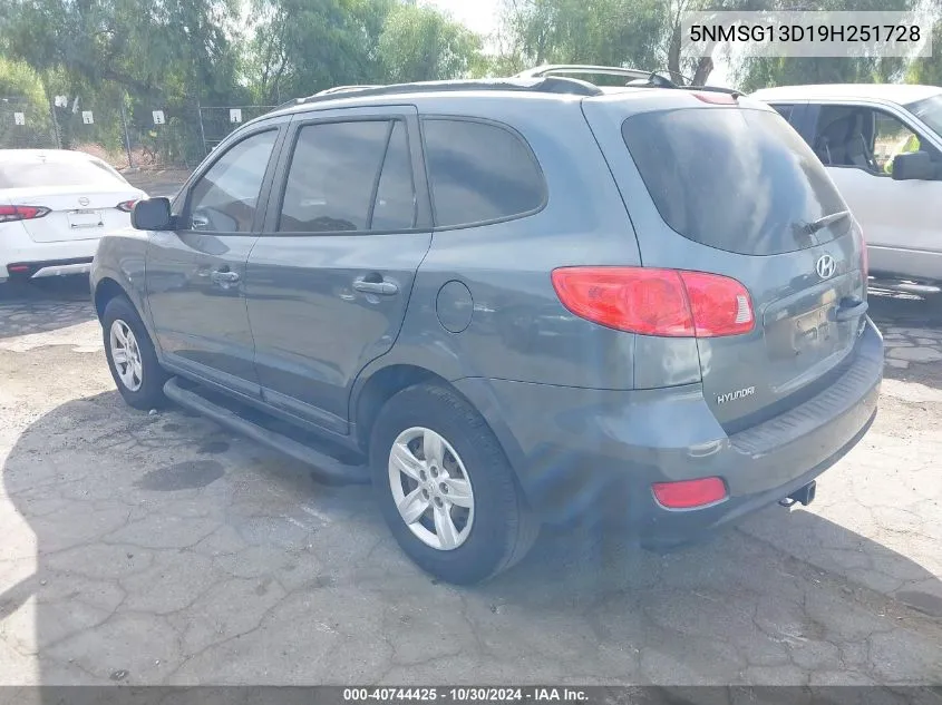 2009 Hyundai Santa Fe Gls VIN: 5NMSG13D19H251728 Lot: 40744425