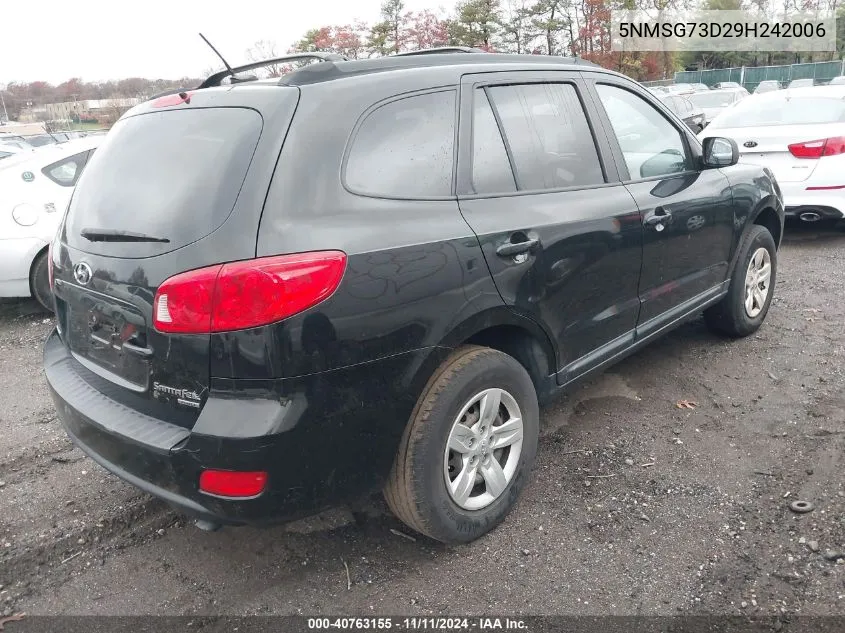 2009 Hyundai Santa Fe Gls VIN: 5NMSG73D29H242006 Lot: 40763155