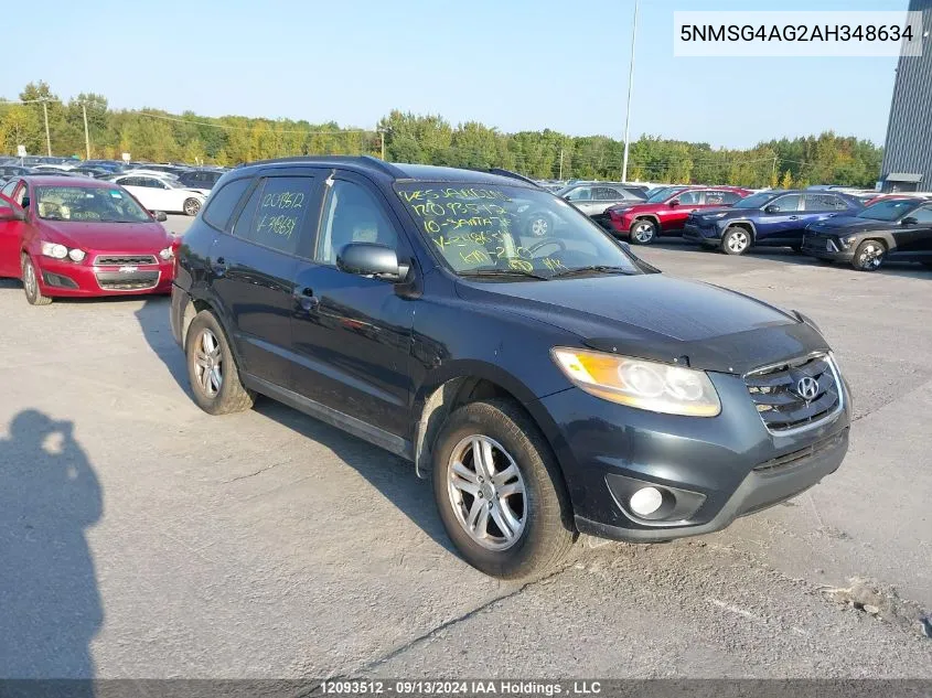 2010 Hyundai Santa Fe Gls VIN: 5NMSG4AG2AH348634 Lot: 12093512