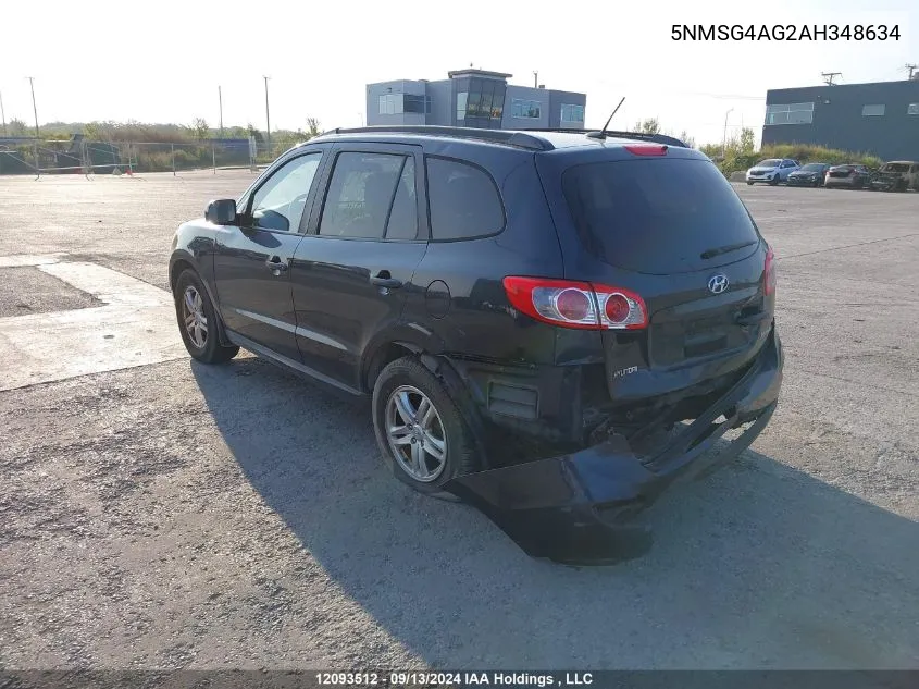 2010 Hyundai Santa Fe Gls VIN: 5NMSG4AG2AH348634 Lot: 12093512