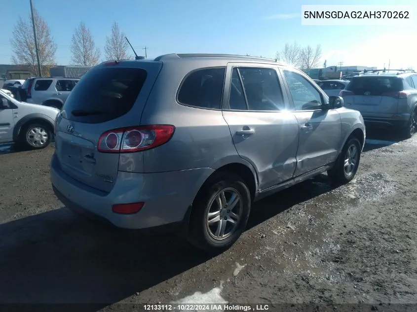 2010 Hyundai Santa Fe Gl 3.5 VIN: 5NMSGDAG2AH370262 Lot: 12133112