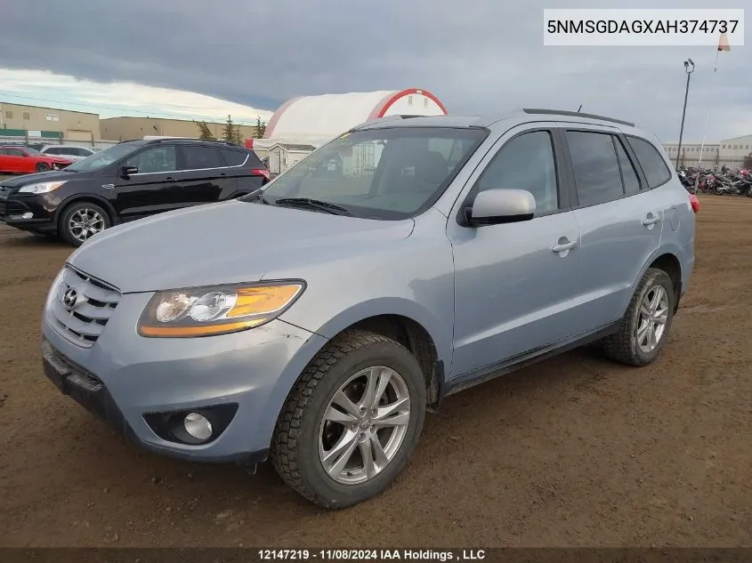 2010 Hyundai Santa Fe Gls VIN: 5NMSGDAGXAH374737 Lot: 12147219