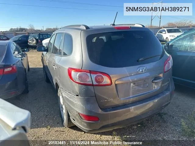 2010 Hyundai Santa Fe Gl VIN: 5NMSG3AB1AH389271 Lot: 20183445