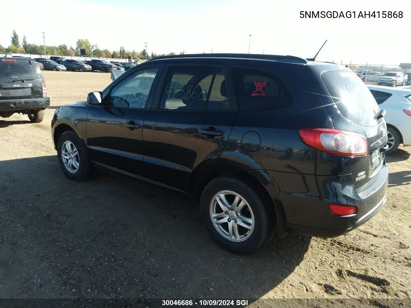 2010 Hyundai Santa Fe Gls VIN: 5NMSGDAG1AH415868 Lot: 30046686