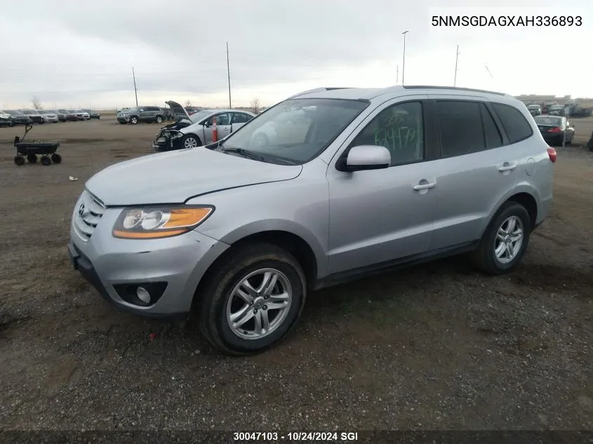 2010 Hyundai Santa Fe Gls VIN: 5NMSGDAGXAH336893 Lot: 30047103