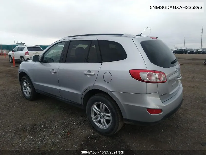 2010 Hyundai Santa Fe Gls VIN: 5NMSGDAGXAH336893 Lot: 30047103