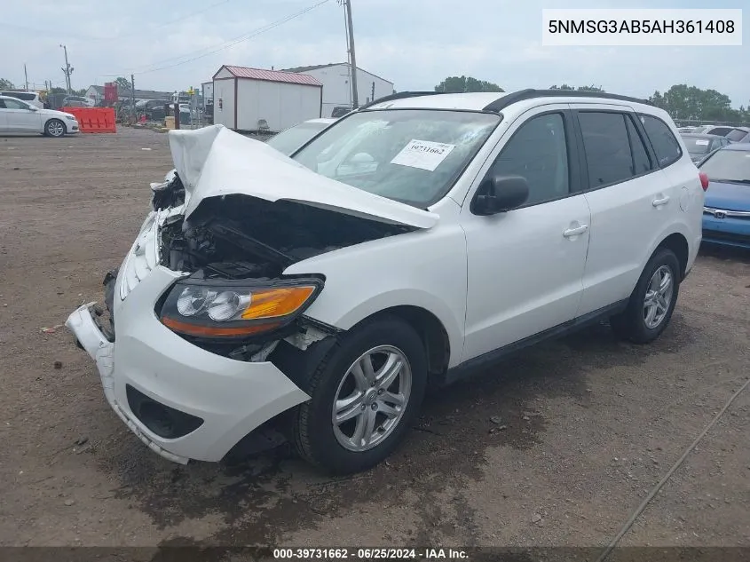 5NMSG3AB5AH361408 2010 Hyundai Santa Fe Gls