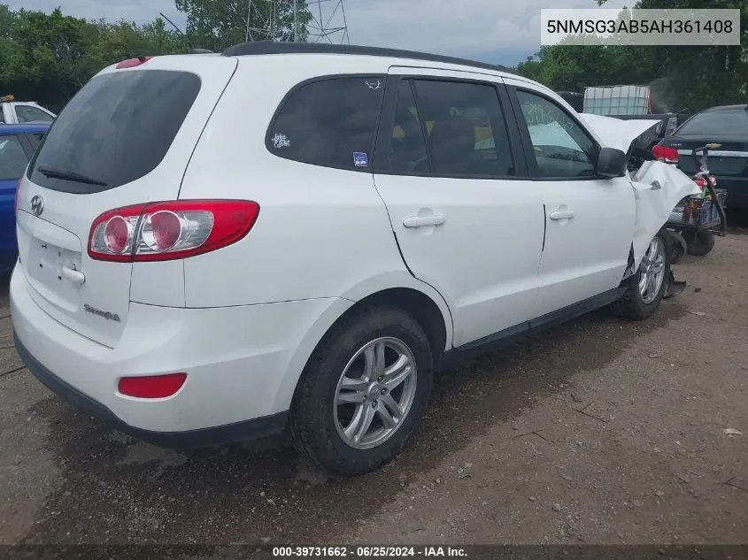 5NMSG3AB5AH361408 2010 Hyundai Santa Fe Gls