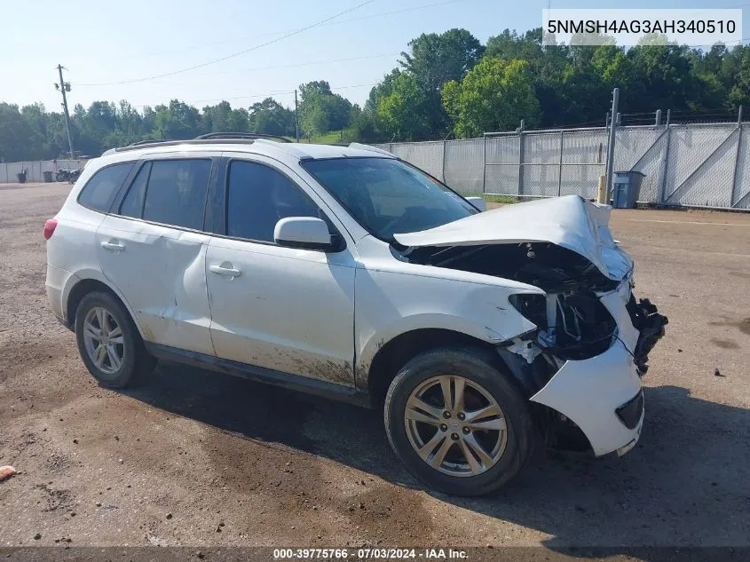 2010 Hyundai Santa Fe Se VIN: 5NMSH4AG3AH340510 Lot: 39775766