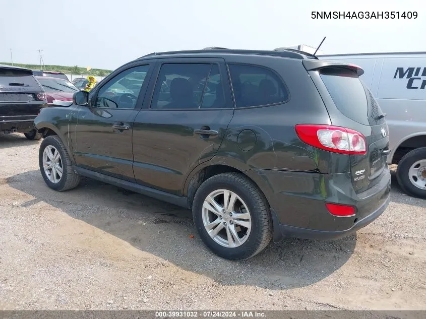 2010 Hyundai Santa Fe Se VIN: 5NMSH4AG3AH351409 Lot: 39931032