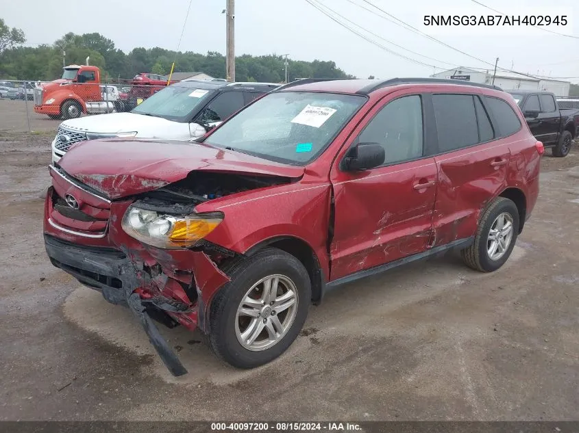 2010 Hyundai Santa Fe Gls VIN: 5NMSG3AB7AH402945 Lot: 40097200