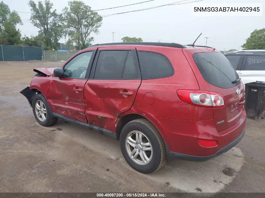 2010 Hyundai Santa Fe Gls VIN: 5NMSG3AB7AH402945 Lot: 40097200