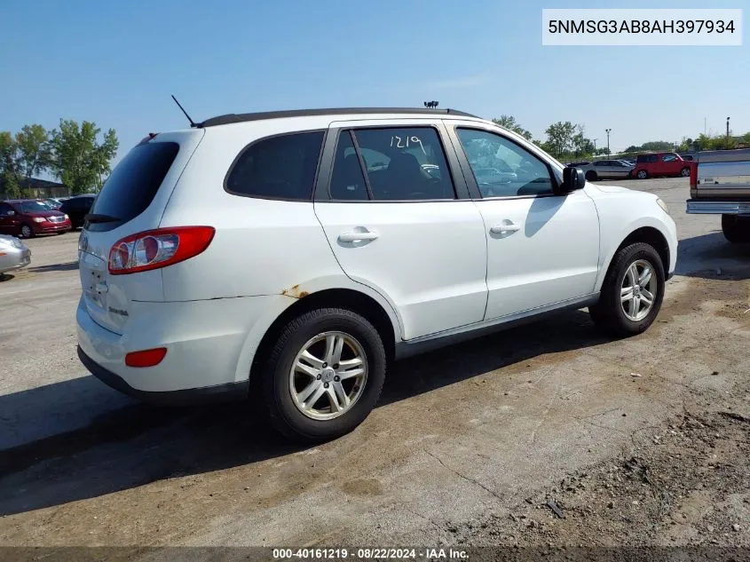 5NMSG3AB8AH397934 2010 Hyundai Santa Fe Gls