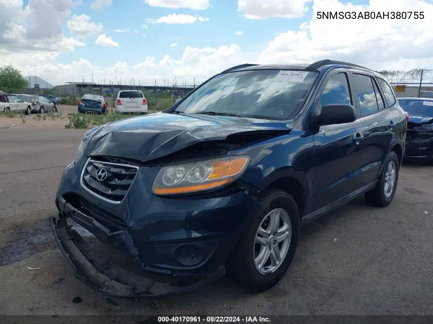 2010 Hyundai Santa Fe Gls VIN: 5NMSG3AB0AH380755 Lot: 40170961