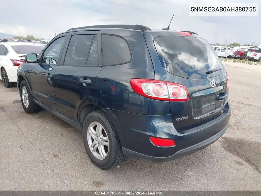 5NMSG3AB0AH380755 2010 Hyundai Santa Fe Gls