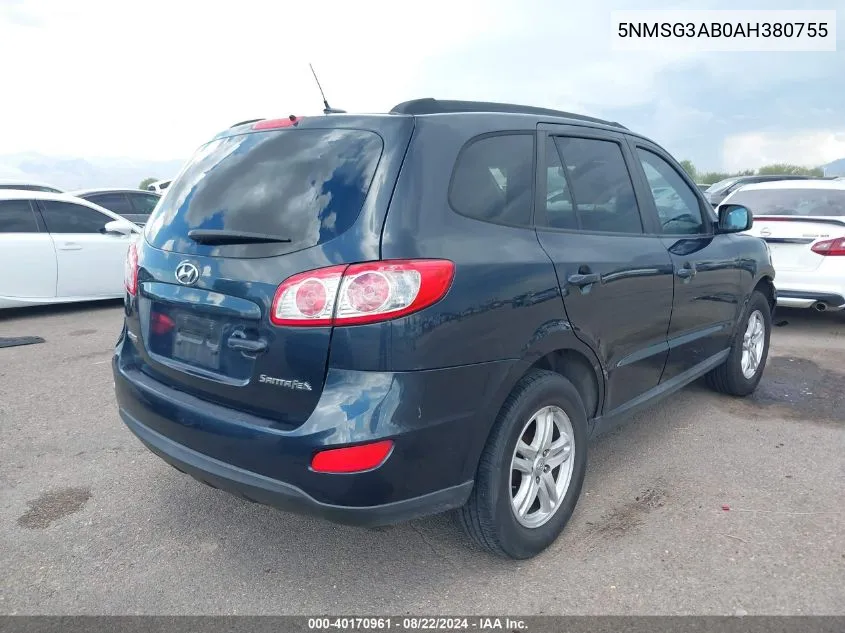 5NMSG3AB0AH380755 2010 Hyundai Santa Fe Gls