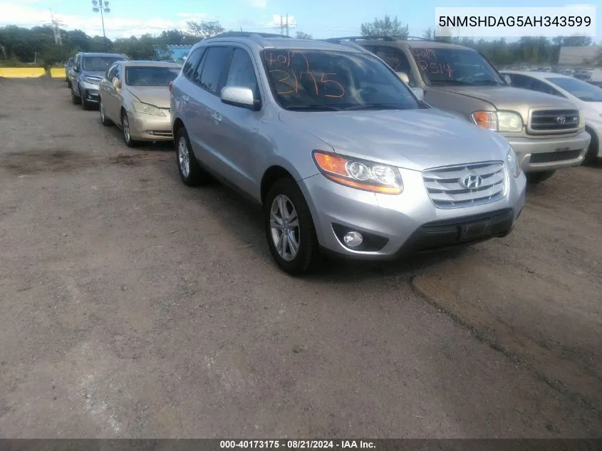 2010 Hyundai Santa Fe Se VIN: 5NMSHDAG5AH343599 Lot: 40173175