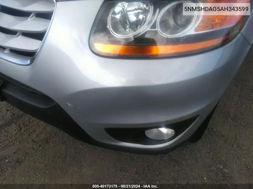 5NMSHDAG5AH343599 2010 Hyundai Santa Fe Se