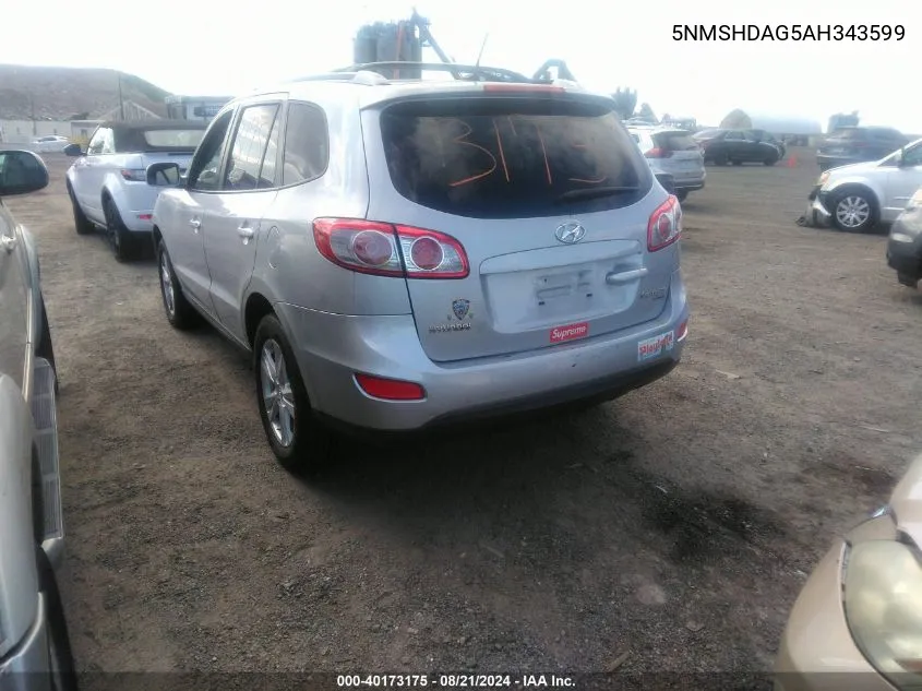 2010 Hyundai Santa Fe Se VIN: 5NMSHDAG5AH343599 Lot: 40173175