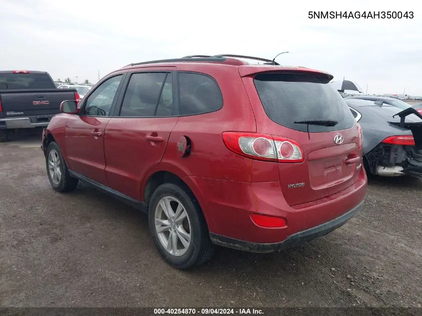 5NMSH4AG4AH350043 2010 Hyundai Santa Fe Se