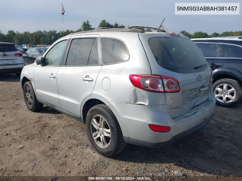 2010 Hyundai Santa Fe Gls VIN: 5NMSG3AB8AH381457 Lot: 40367106