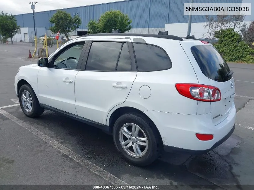 5NMSG3AB0AH335038 2010 Hyundai Santa Fe Gls