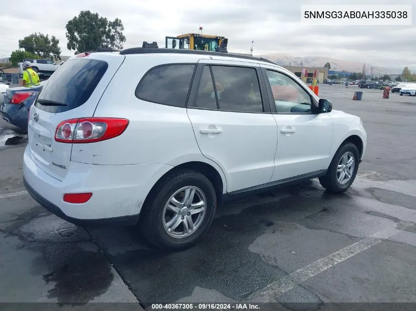 5NMSG3AB0AH335038 2010 Hyundai Santa Fe Gls